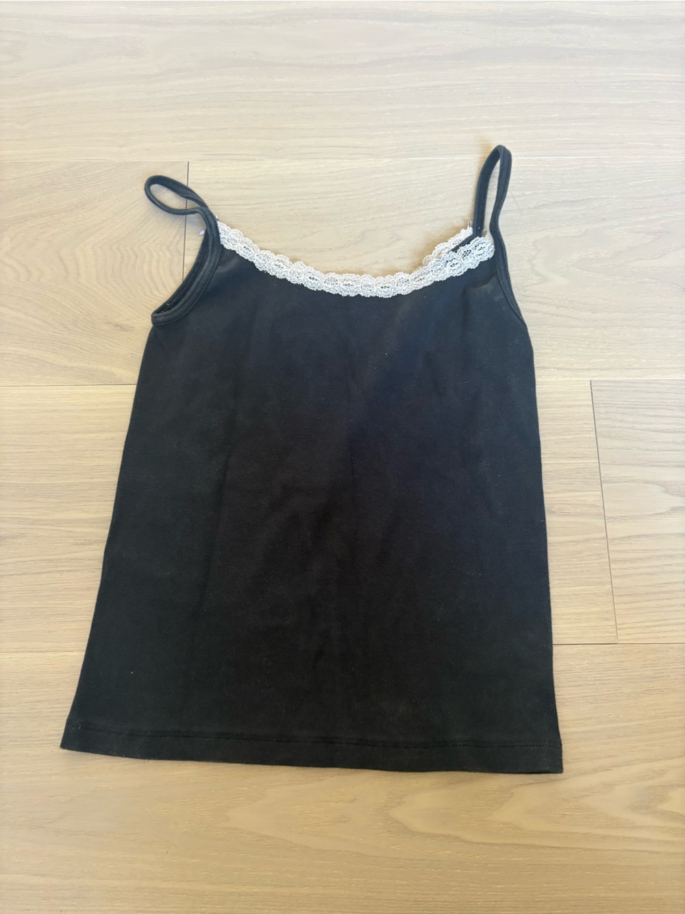 Brandy Melville Black tank top with White lace - Picture 2 of 3